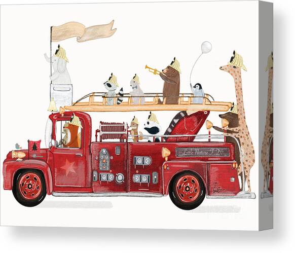 Little Fire Truck Canvas Art Print by Bri Buckley