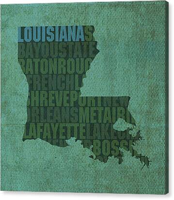 Louisiana Word Art State Map On Canvas Canvas Print
