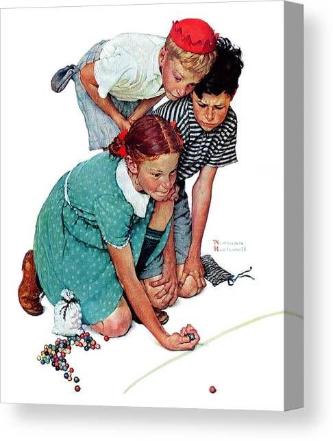 Marbles Champ Canvas Art Print by Norman Rockwell