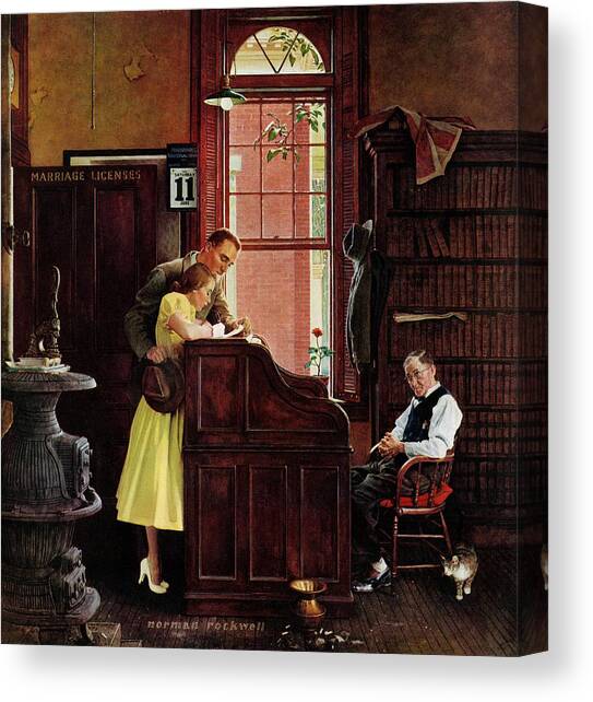 Marriage License Canvas Art Print by Norman Rockwell