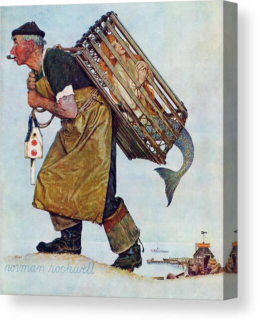 Mermaid Canvas Art Print by Norman Rockwell