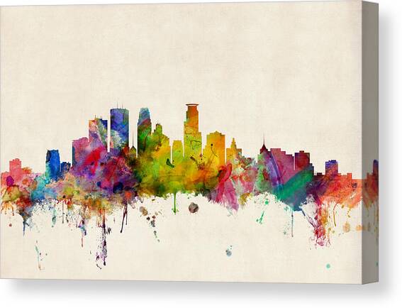 Minneapolis Minnesota Skyline Canvas Art Print by Michael Tompsett