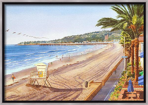 Mission Beach San Diego Framed Canvas Print