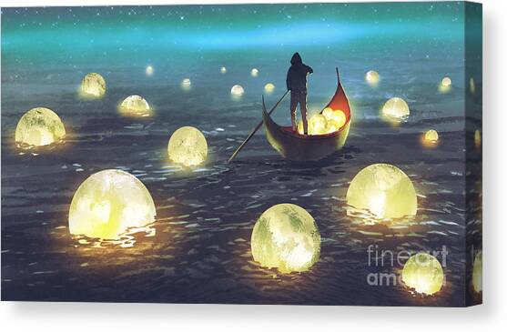Moon Picking Canvas Art Print by Tithi Luadthong