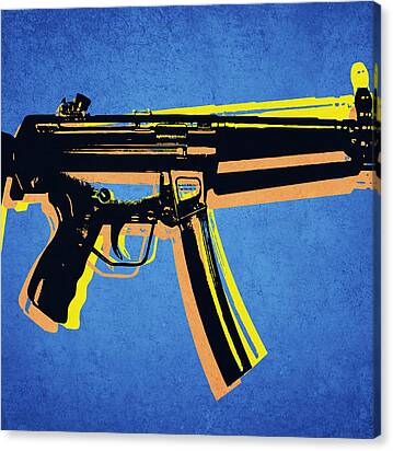 Mp5 Sub Machine Gun On Blue Canvas Print