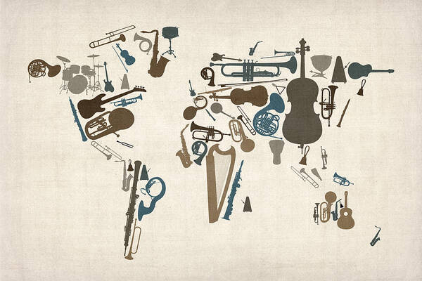 Musical Instruments Map Of The World Map Poster