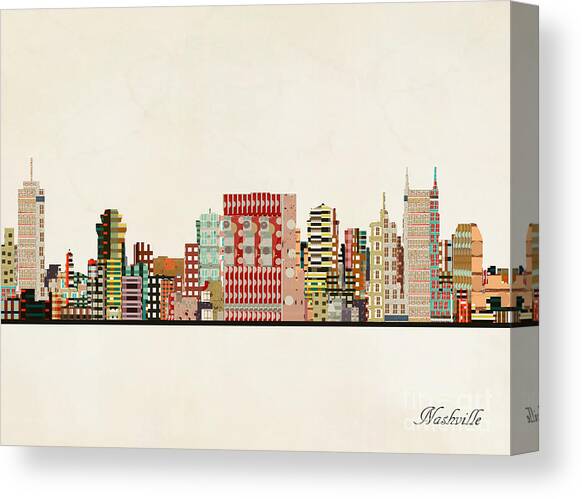 Nashville Skyline Canvas Art Print by Bri Buckley