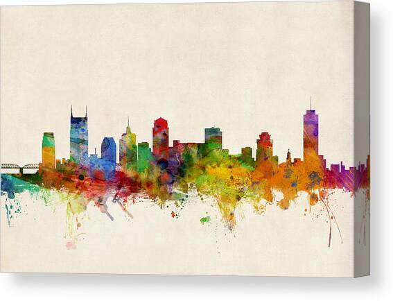 Nashville Tennessee Skyline Canvas Art Print by Michael Tompsett