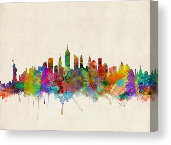 New York City Skyline Canvas Art Print by Michael Tompsett