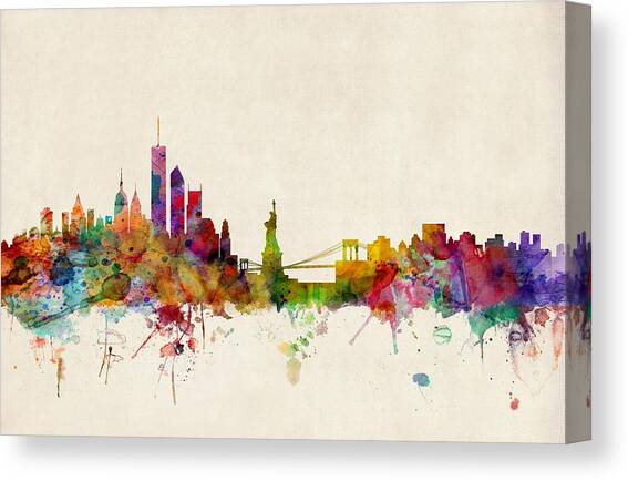 New York Skyline Canvas Art Print by Michael Tompsett