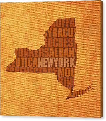 New York Word Art State Map On Canvas Canvas Print