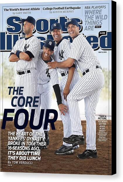 New York Yankees Derek Jeter, Jorge Posada, Mariano Rivera Sports Illustrated Cover Canvas Art Print by Sports Illustrated