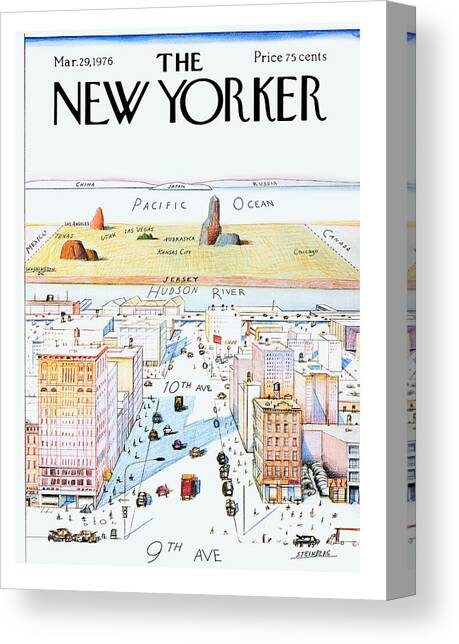 New Yorker March 29, 1976 Canvas Art Print by Saul Steinberg