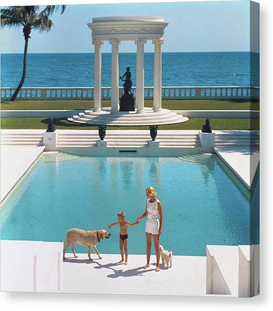Nice Pool Canvas Art Print by Slim Aarons