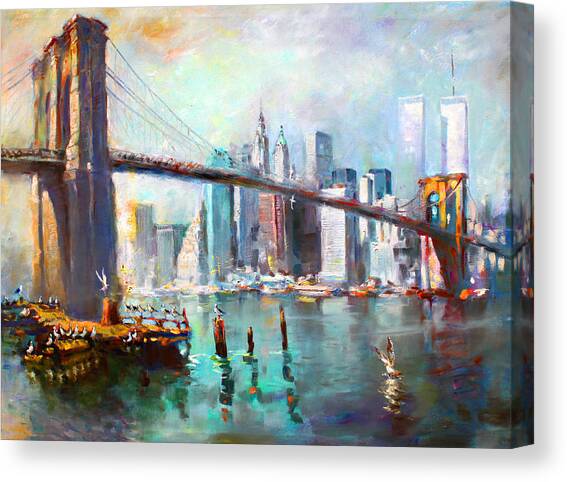 NY City Brooklyn Bridge II Canvas Art Print by Ylli Haruni