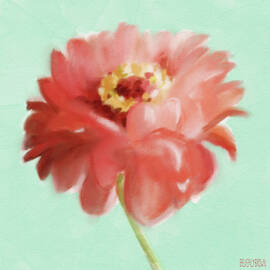 Orange Zinnia Floral Painting by Beverly Brown