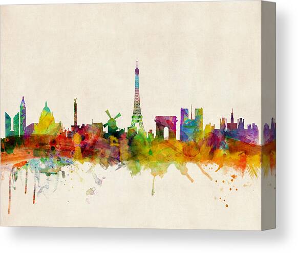 Paris Skyline Canvas Art Print by Michael Tompsett