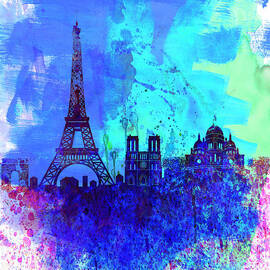 Paris Watercolor Skyline by Naxart Studio