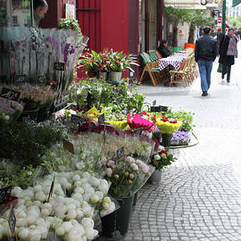 Parisian street with flower shop by Johanna Virtanen