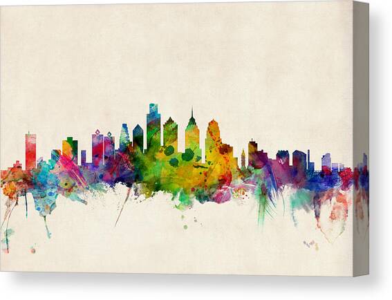Philadelphia Skyline Canvas Art Print by Michael Tompsett