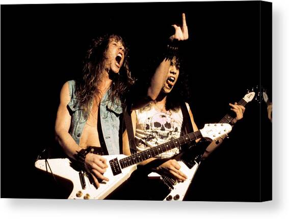 Photo Of Metallica And Kirk Hammett And Canvas Art Print by Pete Cronin