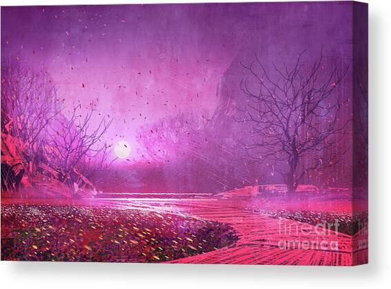 Pink landscape Canvas Art Print by Tithi Luadthong