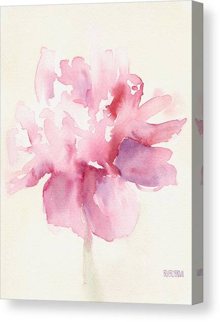 Pink Peony Watercolor Paintings of Flowers Canvas Art Print by Beverly Brown