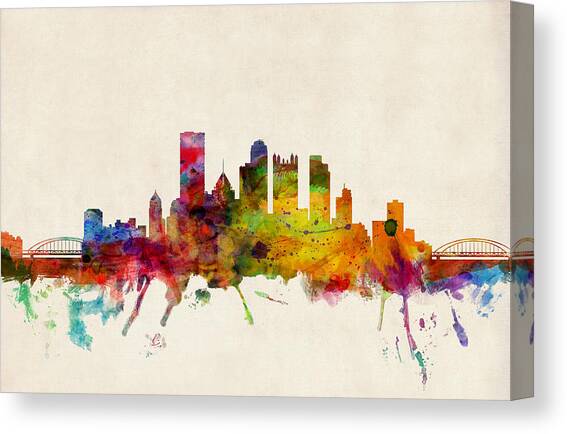 Pittsburgh Pennsylvania Skyline Canvas Art Print by Michael Tompsett