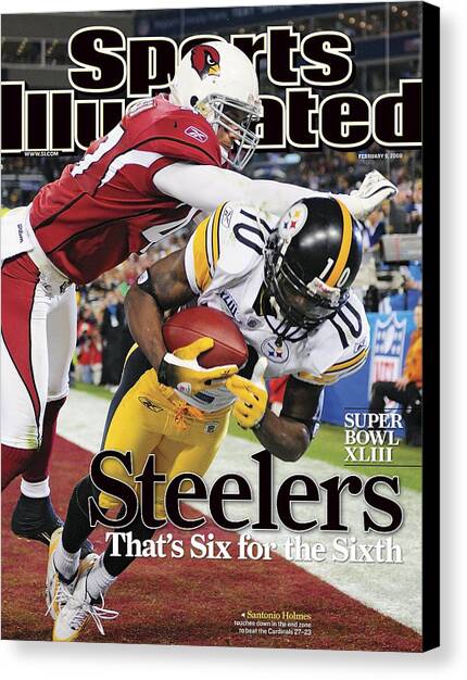 Pittsburgh Steelers Santonio Holmes, Super Bowl Xliii Sports Illustrated Cover Canvas Art Print by Sports Illustrated