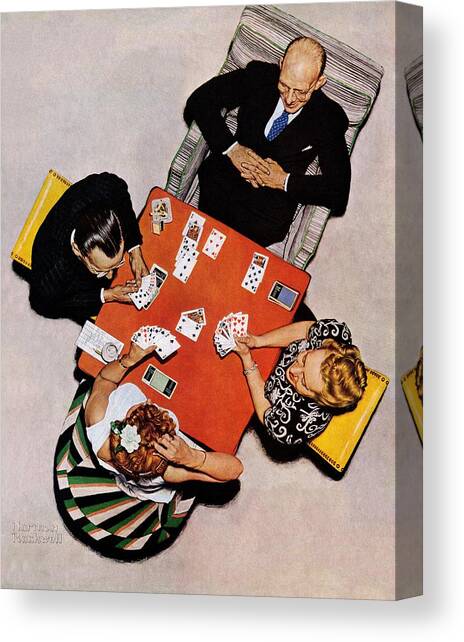 Playing Cards Canvas Art Print by Norman Rockwell