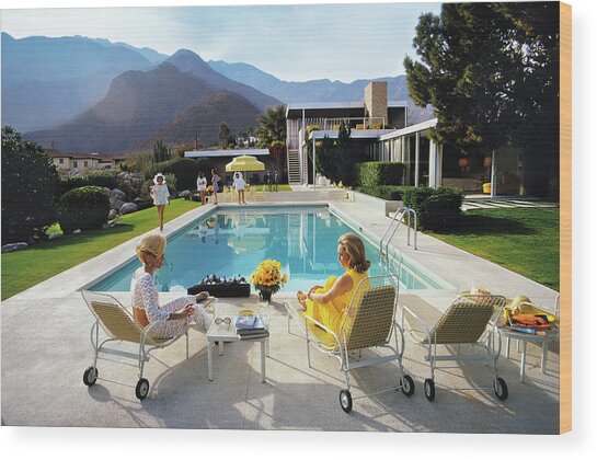 Poolside Glamour Wood Print
