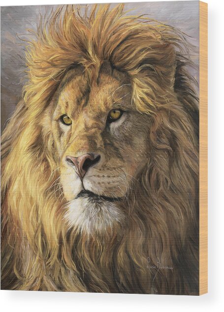 Portrait Of A Lion Wood Print