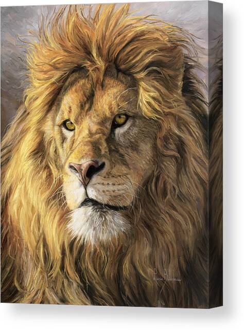 Portrait Of A Lion Canvas Art Print by Lucie Bilodeau