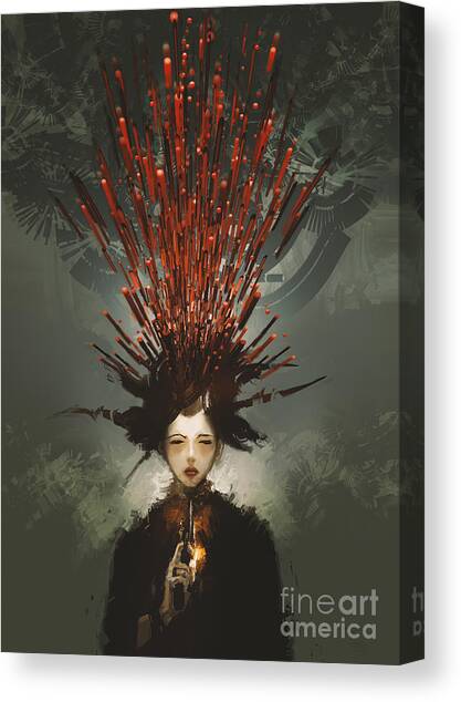 Prey with a gun Canvas Art Print by Tithi Luadthong