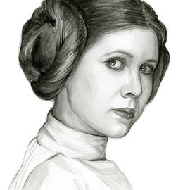 Princess Leia Watercolor Portrait by Olga Shvartsur