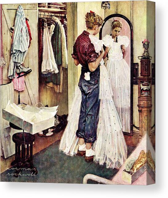 Prom Dress Canvas Art Print by Norman Rockwell