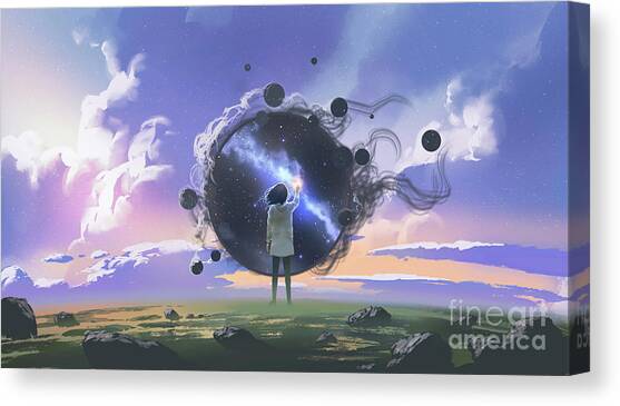 Reaching for the tiny sun Canvas Art Print by Tithi Luadthong