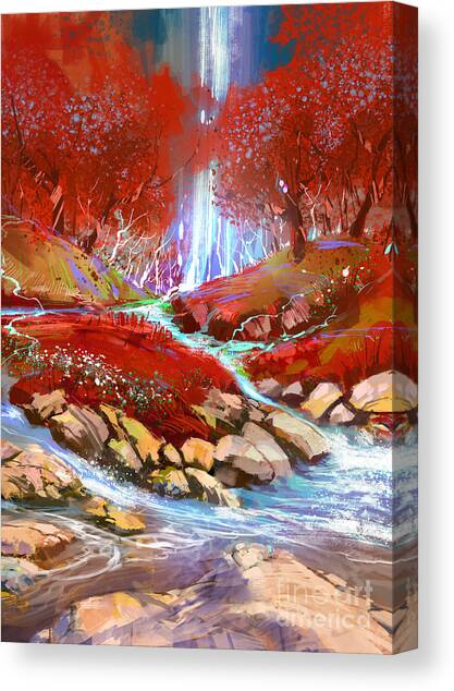 Red forest Canvas Art Print by Tithi Luadthong