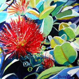 Red Ohia Lehua Flower by Marionette Taboniar