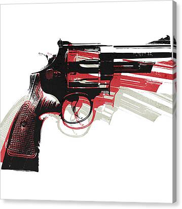 Revolver On White - Right Facing Canvas Print