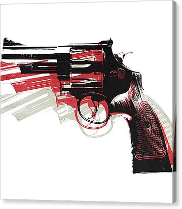 Revolver On White Canvas Print