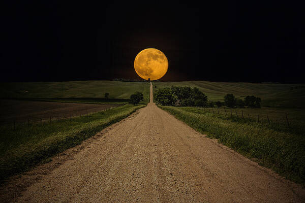 Road To Nowhere - Supermoon Art Print