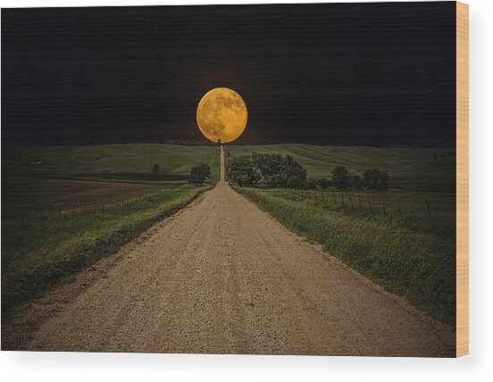 Road To Nowhere - Supermoon Wood Print