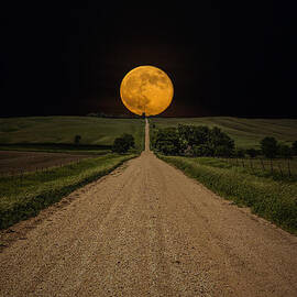Road to Nowhere - Supermoon by Aaron J Groen