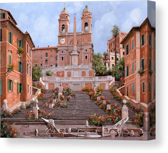 Rome-Piazza di Spagna Canvas Art Print by Guido Borelli