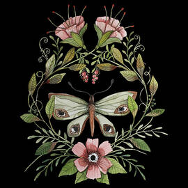 Rosa flowers and Butterfly by Johanna Virtanen