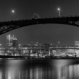 Ross Island Bridge At Night by Zeb Andrews