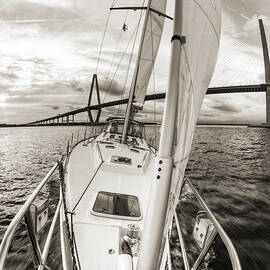 Sailboat Sailing Past Arthur Ravenel Jr Bridge Charleston SC by Dustin K Ryan