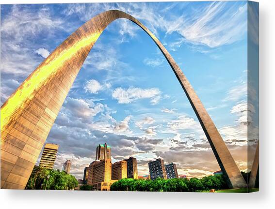 Saint Louis Skyline Morning Under the Arch Canvas Art Print by Gregory Ballos