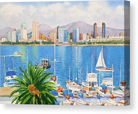 San Diego Skyline Canvas Art Print by Mary Helmreich